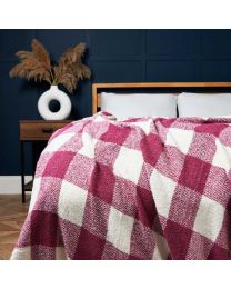 Trieste Feather Woven Throw, Pink Styled on Bed