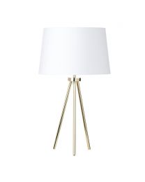 Tristan Tripod Table Lamp, Brass and White