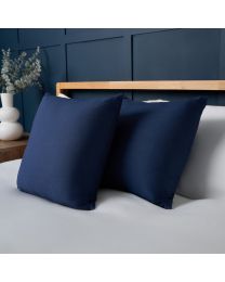 Twin Pack of Cushions, Navy Styled on Bed