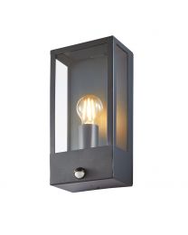 Wallace Outdoor Lantern Wall Light with PIR Sensor, Anthracite