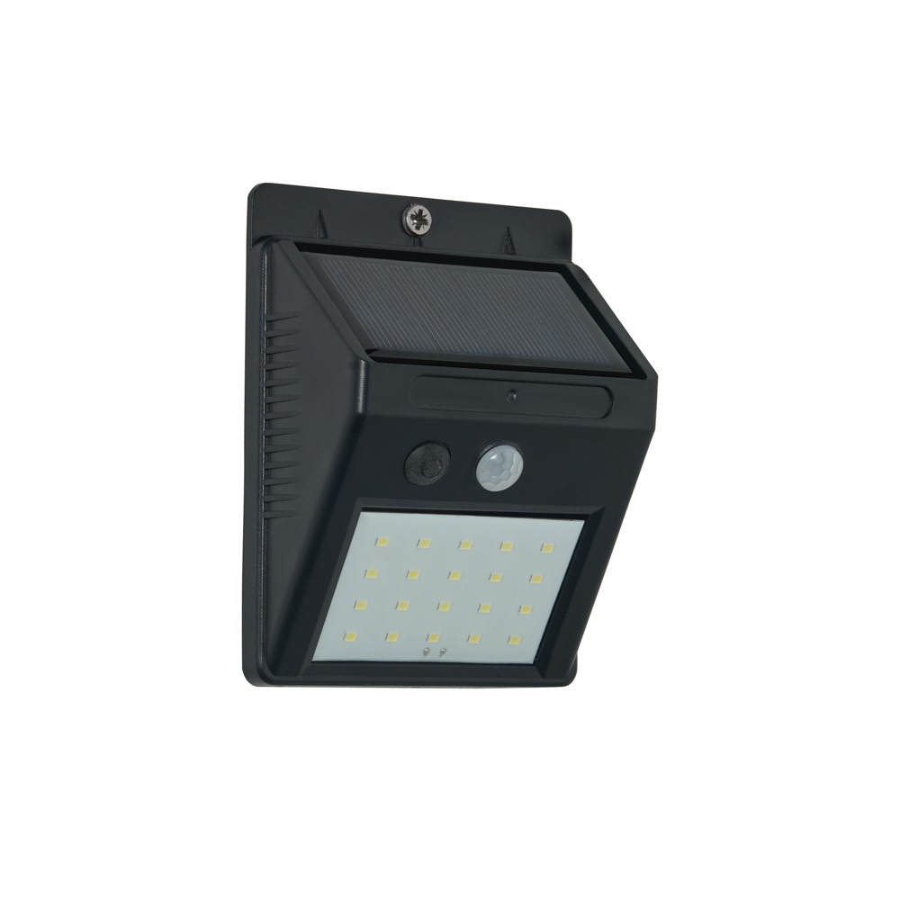 Dara LED Outdoor Solar Wall Light with PIR Sensor, Black