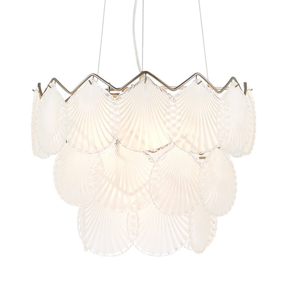 Ellie Glass Disc 3 Tier Chandelier, Frosted