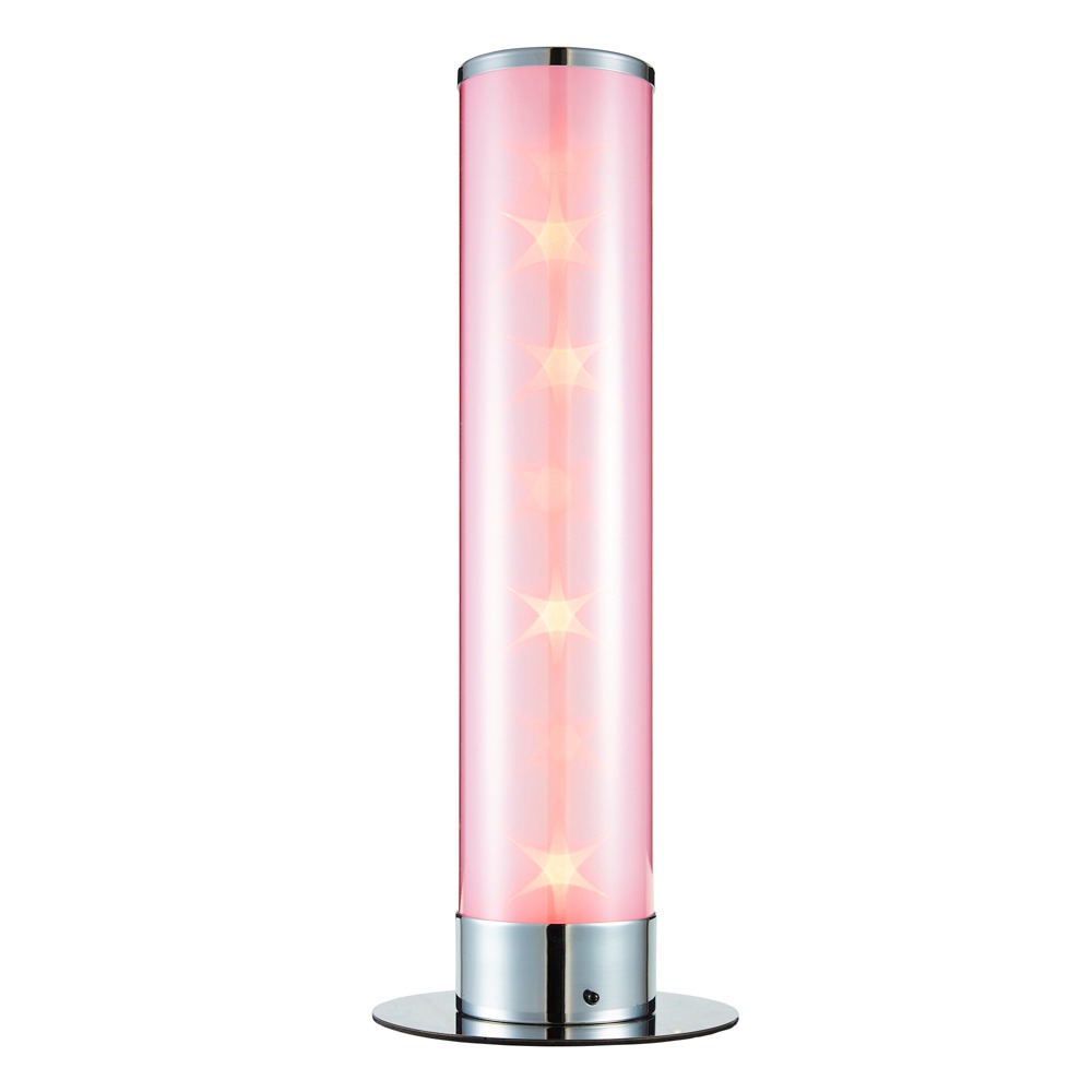 Glow Galaxy Colour Changing LED Cylinder Table Lamp, Chrome