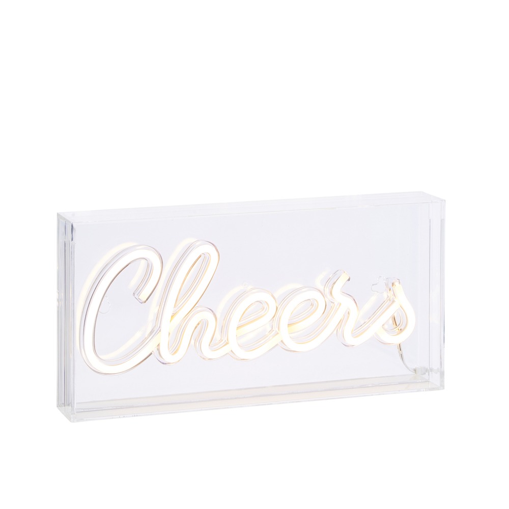 Glow LED Cheers Acrylic Neon Style Light Box, White