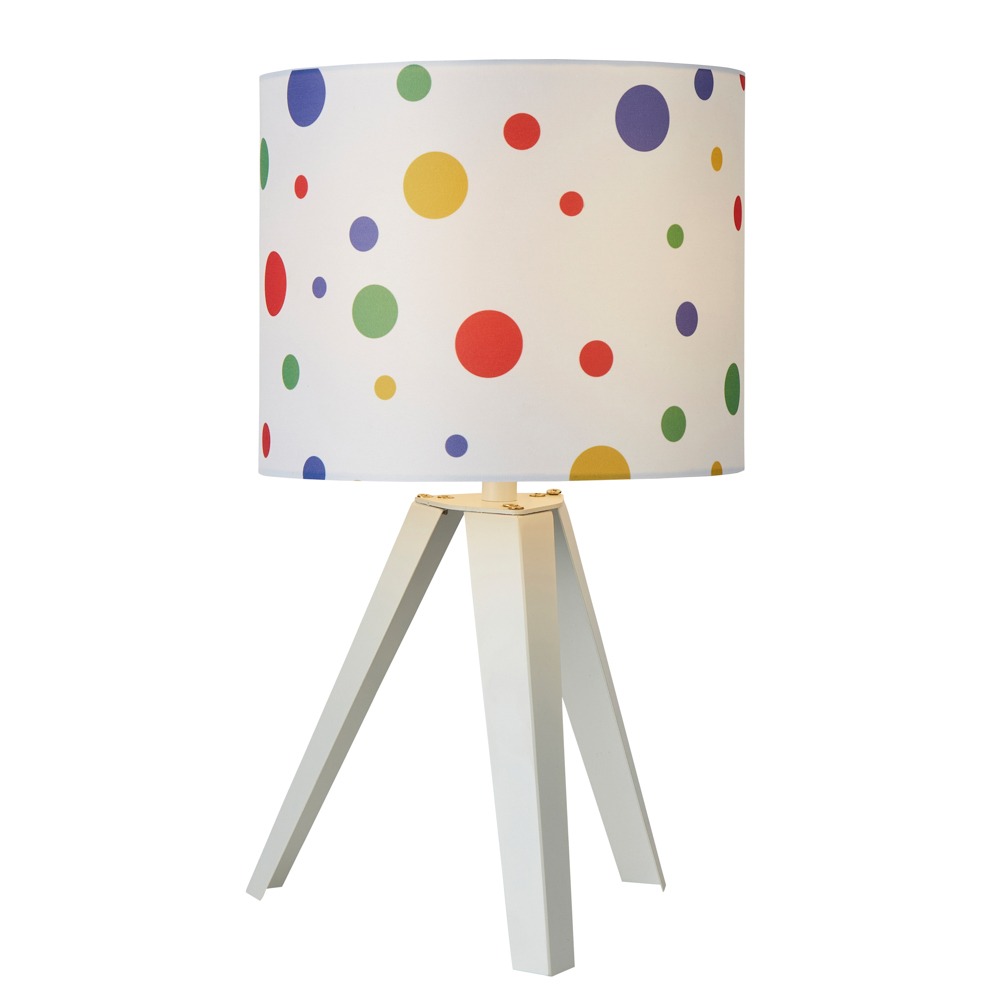 Glow Coloured Dots Tripod Table Lamp, White