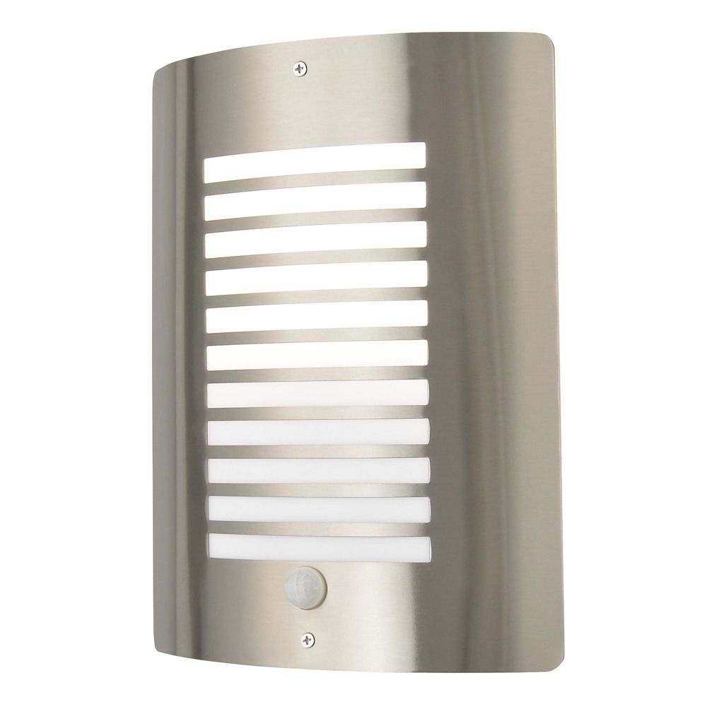 Hale Panel Slatted Wall Lantern With PIR, Stainless Steel