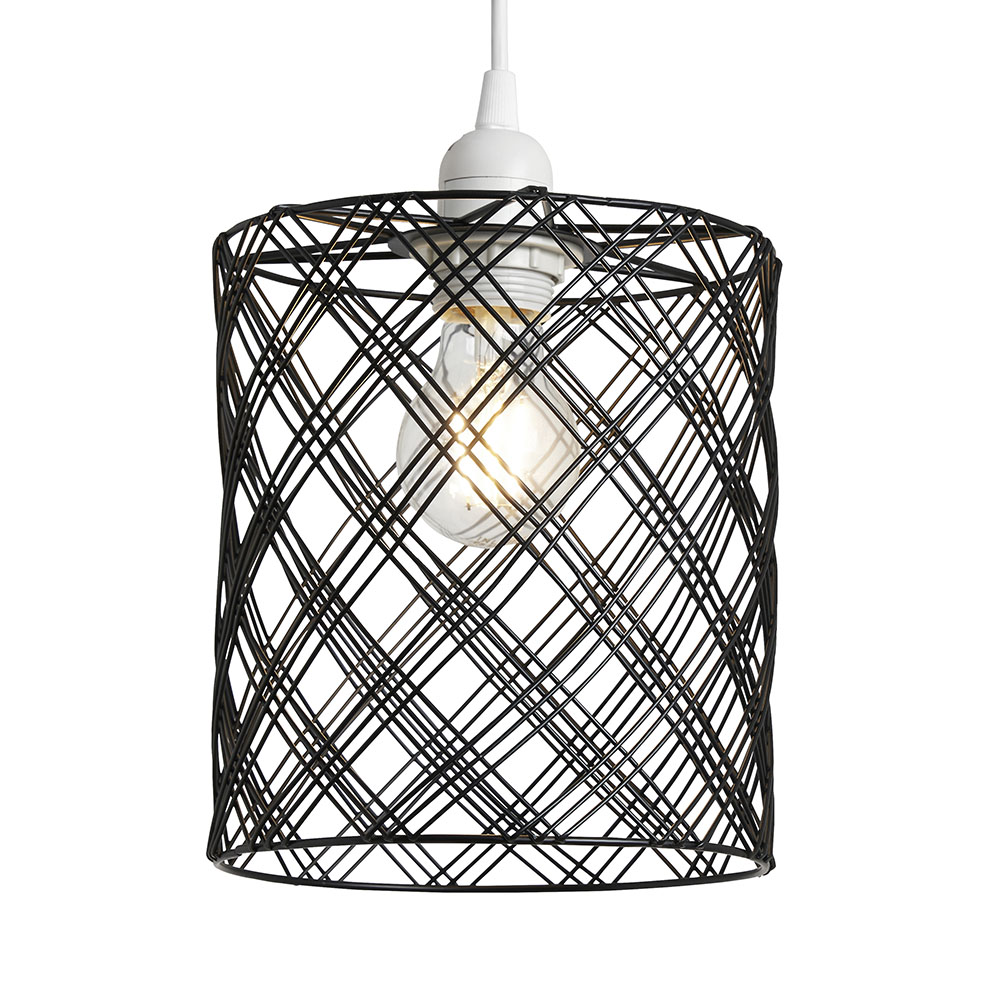 Hans Wire Twist Cylinder Easyfit Shade, Black