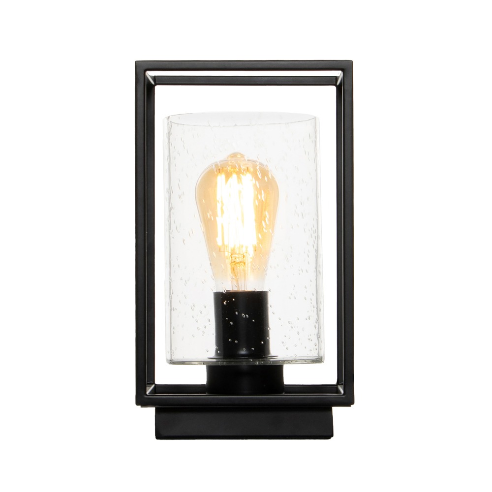 Hardy Cage Table Lamp with Bubble Glass Shade, Matte Black