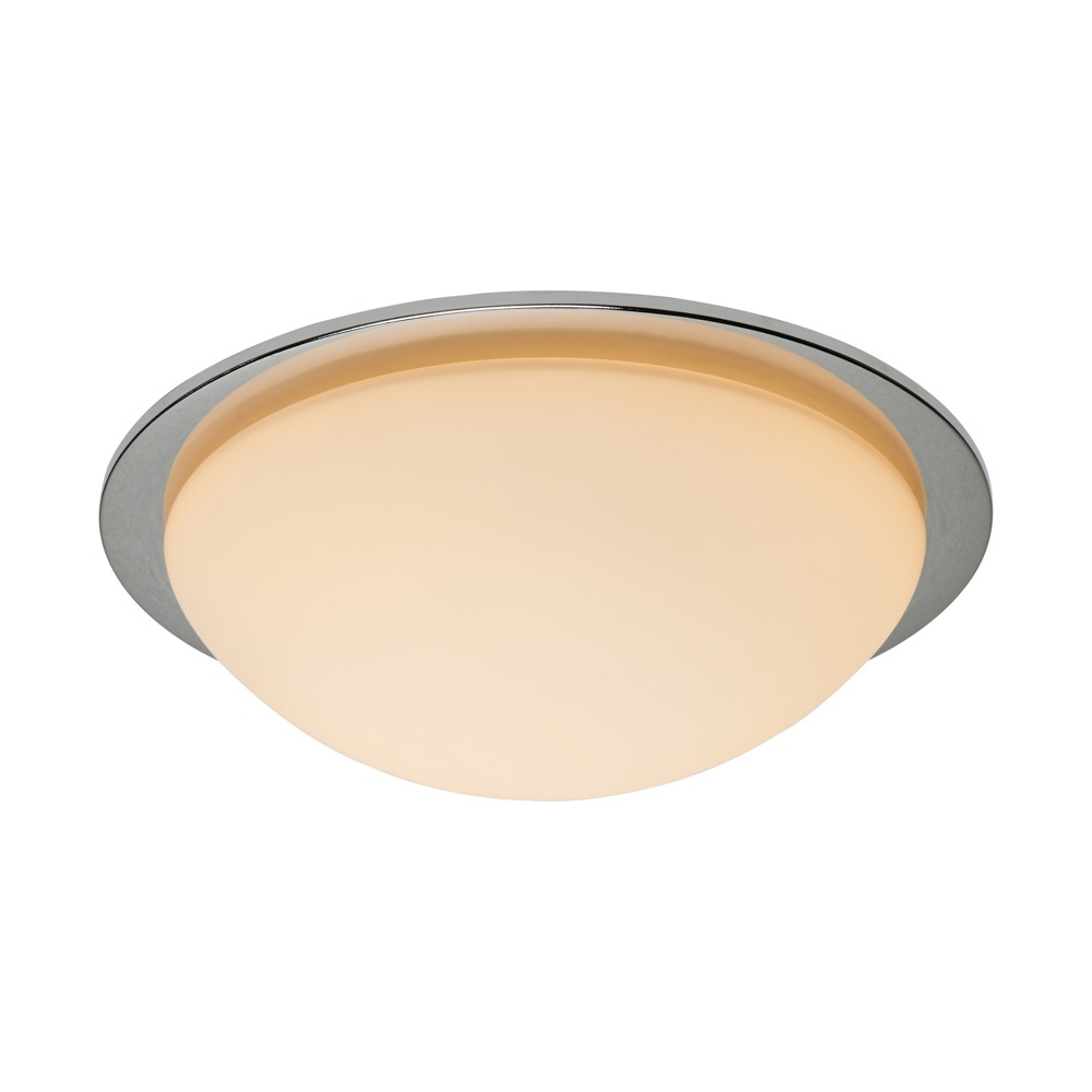 Jules LED Bathroom Glass Dome Flush Ceiling Light, Chrome