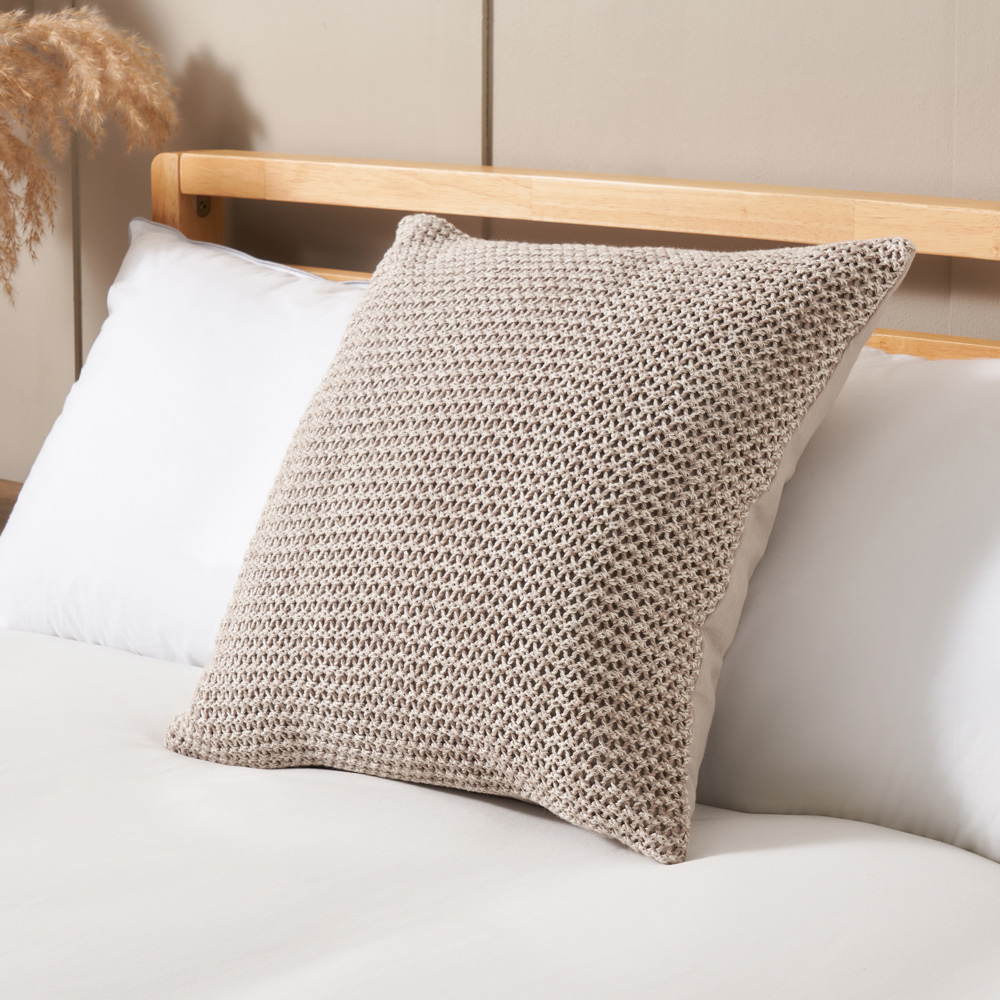 Knitted Cushion, Grey Knitted Cushion, Grey