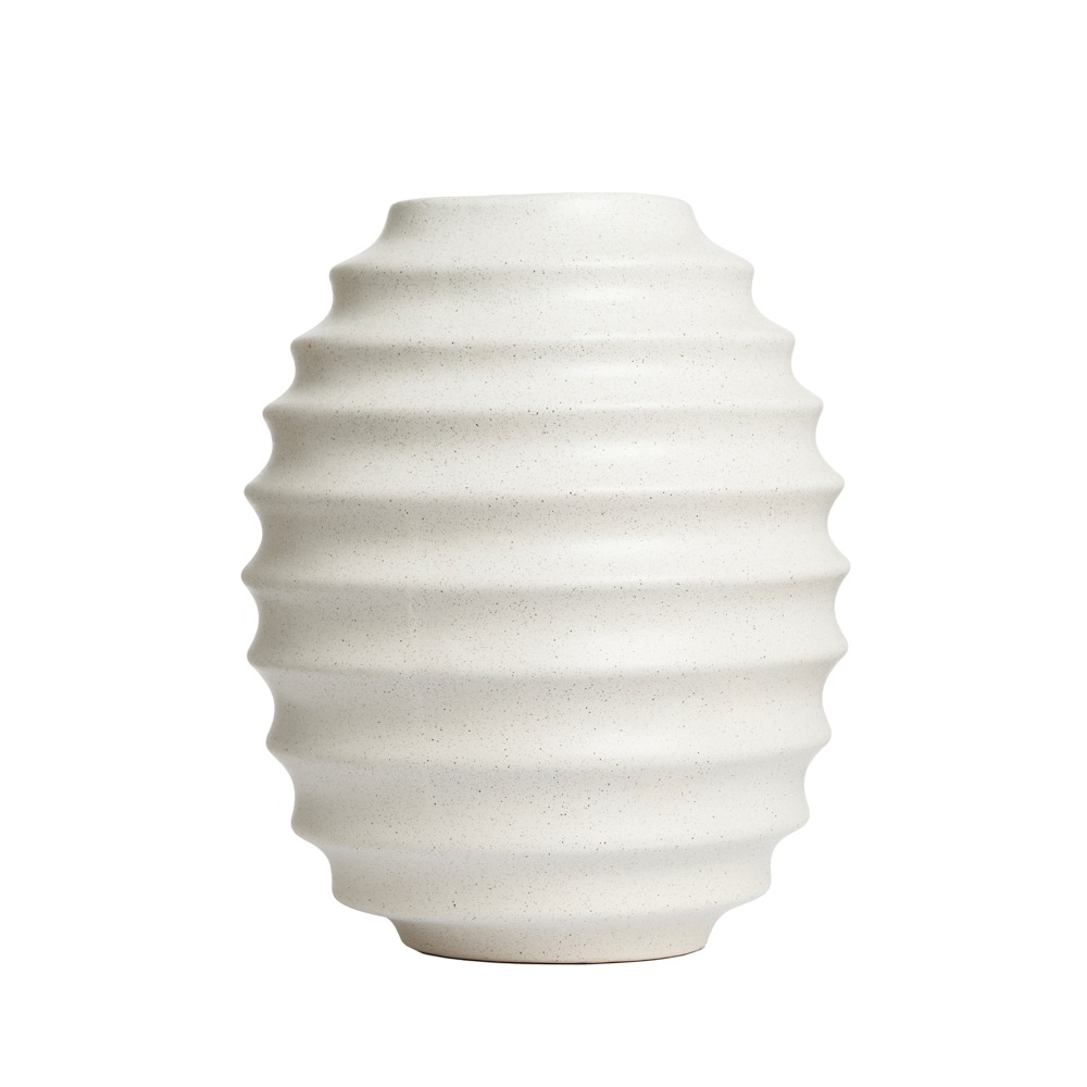 Large Beehive Style Ceramic Vase, Cream