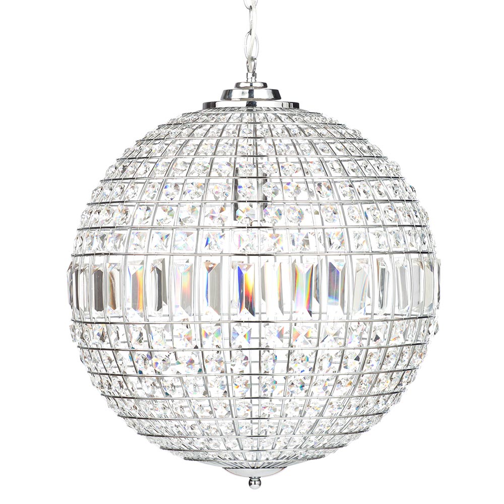 Large Ursula Crystal Ball Pendant, Chrome