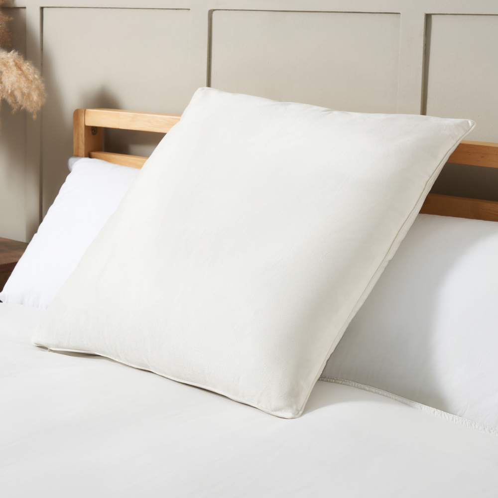 Large Velour Piped Cushion, Ecru