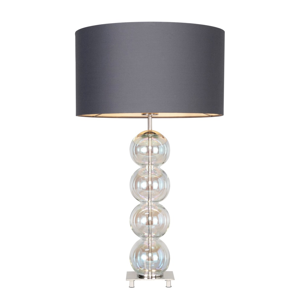 Metro Ball Stacked Table Lamp with Clear Glass Base, Nickel