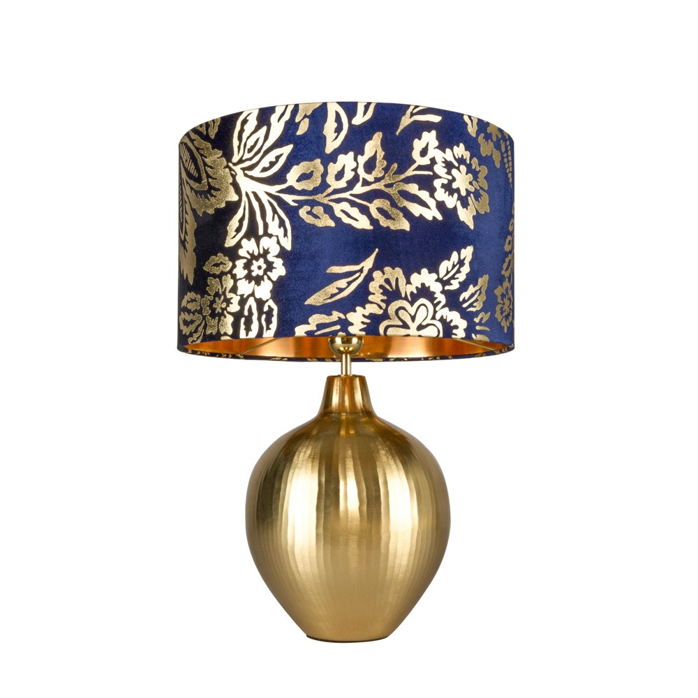 Mica Onion Shaped Table Lamp, Blue and Brass