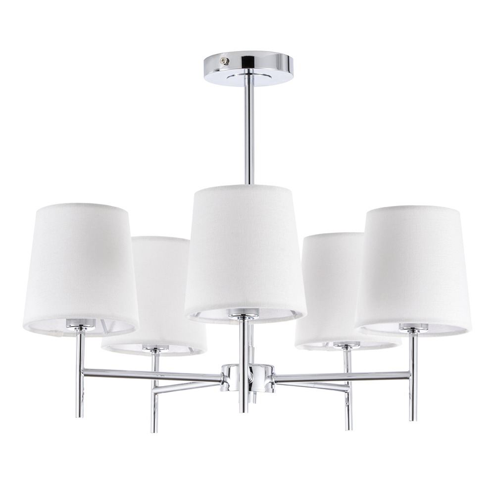 Mira Semi Flush Ceiling Light with Natural Shades, Chrome