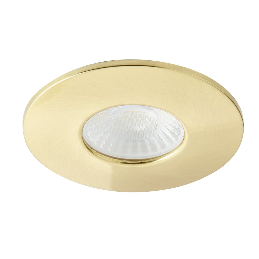 Nate Fixed Fire Rated LED IP65 Downlight, Satin Brass