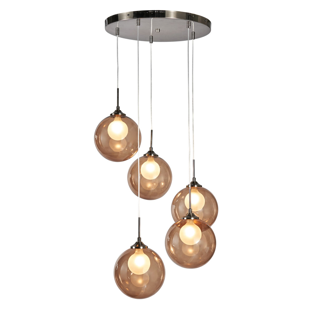Petrice Glass Ball Ceiling Cluster Pendant, Black Nickel