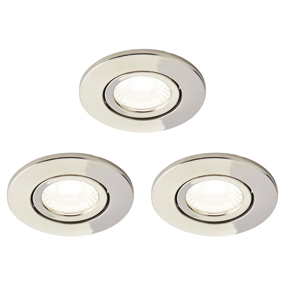 3 Pack of Ruva Fire Rated LED IP65 Downlight, Satin Nickel