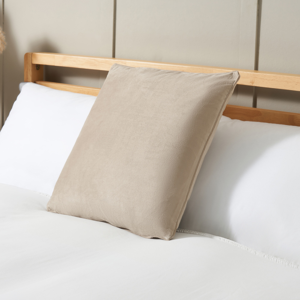 Small Velour Piped Cushion, Natural