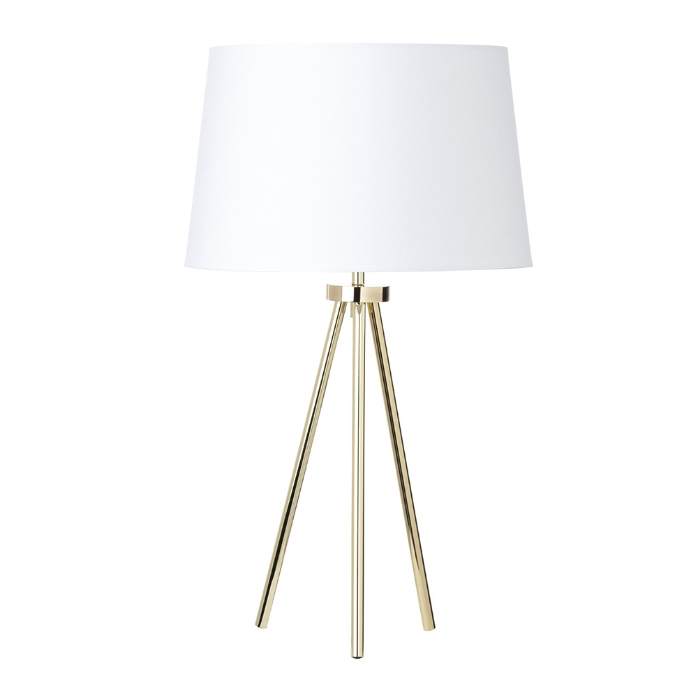 Tristan Tripod Table Lamp, Brass and White