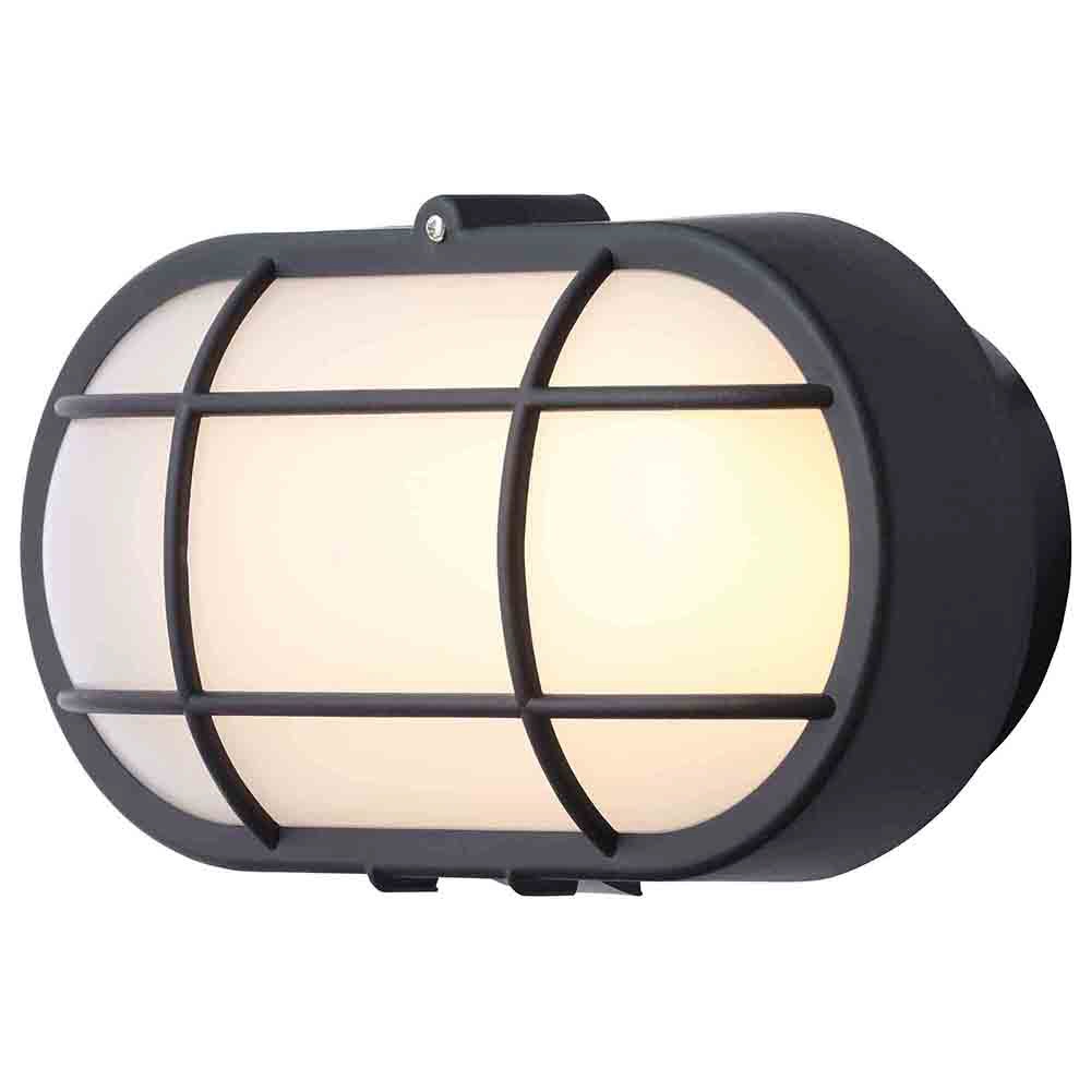 Stanley Vasman Outdoor Oval LED Bulkhead Wall or Ceiling Light, Black
