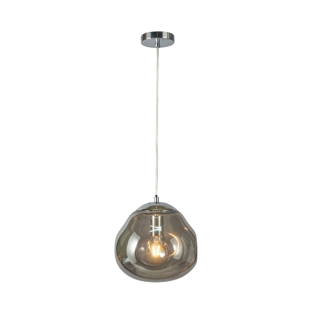 Wilder Ceiling Pendant Light with Smoked Glass Shade, Chrome