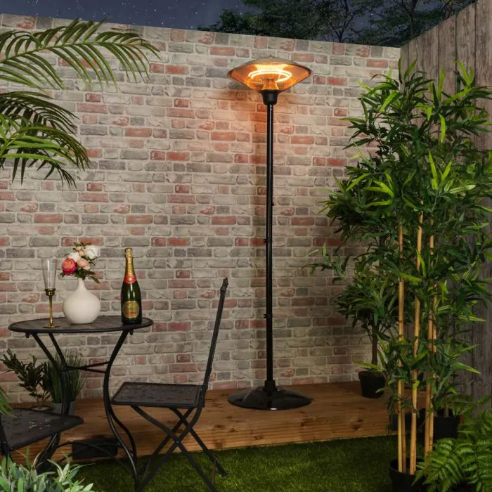 2000 Watt Floor Standing Halogen Element Patio Heater Silver