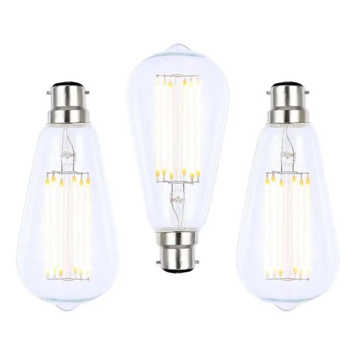 3 Pack of 6 Watt LED B22 Vintage Teardrop Bulb Clear BHS