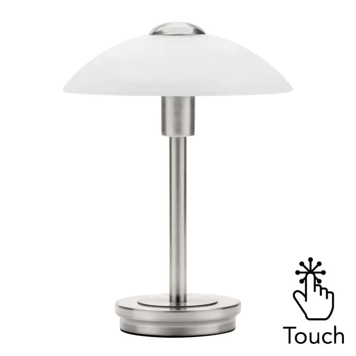 Tijdig vreugde tunnel Archie Touch Lamp, Satin Nickel and Alabaster | BHS