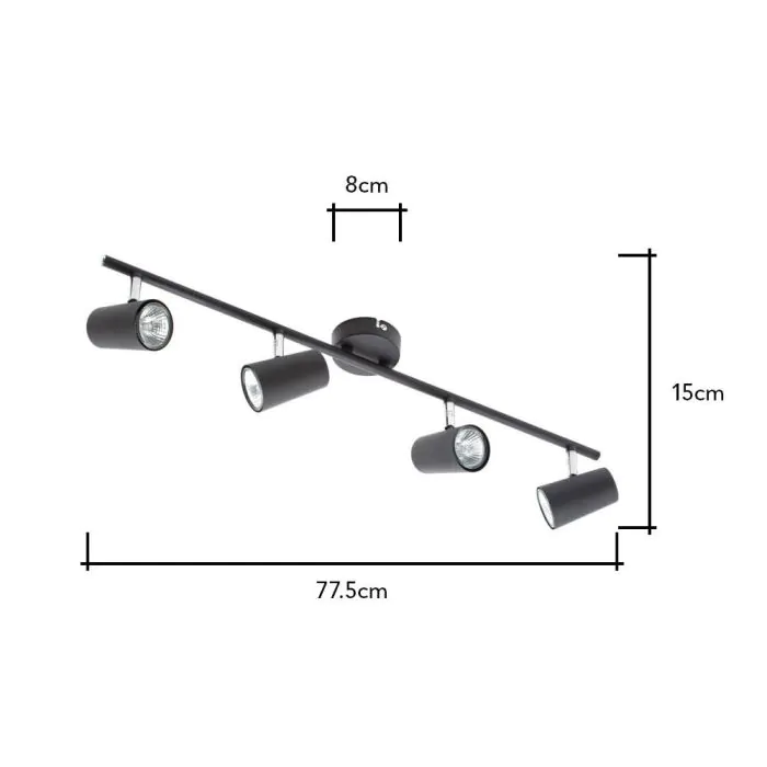 Black outlet strip spotlights