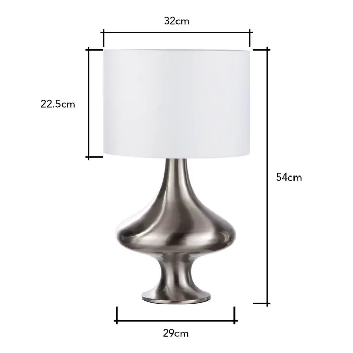 Caen Spun Table Lamp with White Shade Satin Nickel