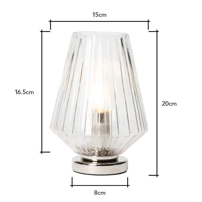 Small chrome table shop lamp