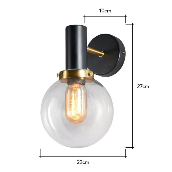 Black teardrop metal shop wall sconce