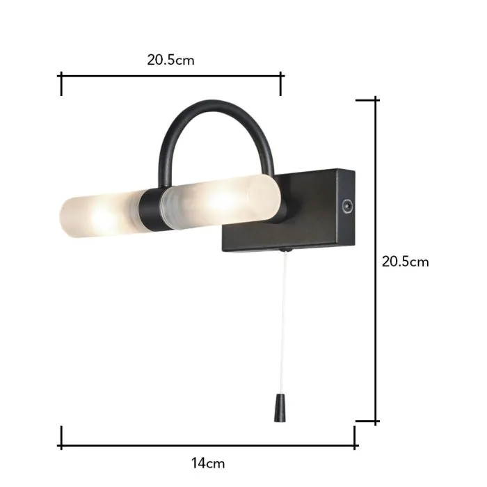 Cygna Bathroom Wall Light Satin Black BHS