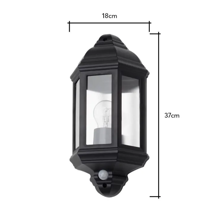 Half lantern wall light with sensor top