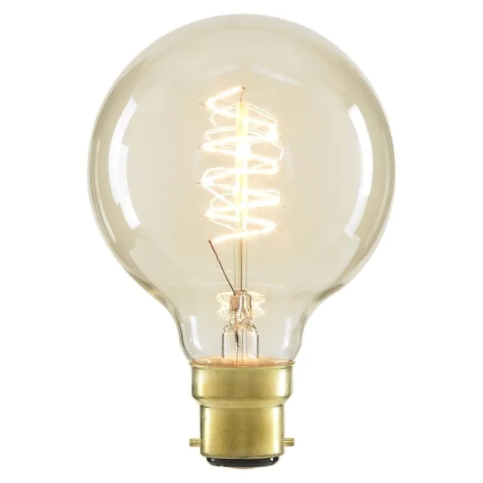 40W BC B22 Vintage Globe Filament Bulb Clear BHS