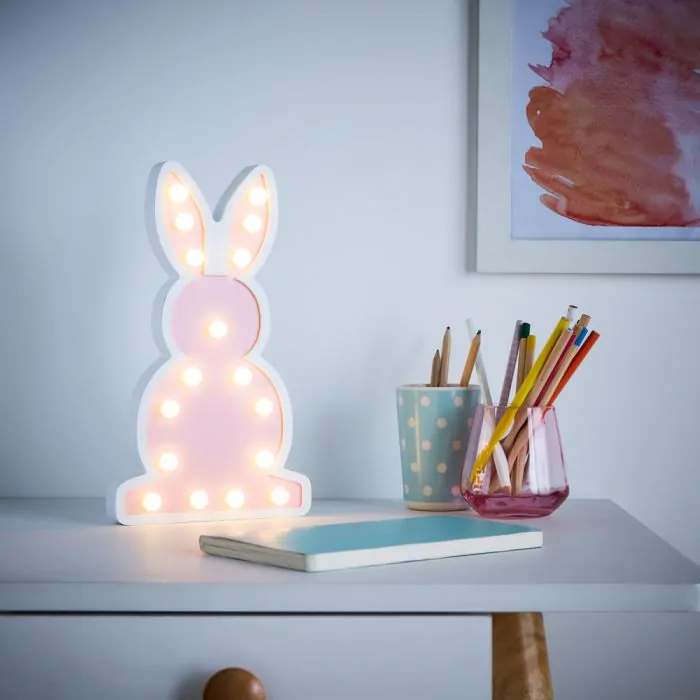 Glow Bunny Table Lamp Pink BHS