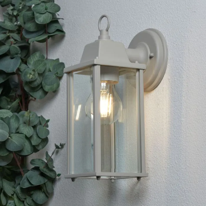 Lille Outdoor Bevelled Glass Wall Light Lantern Dove Grey