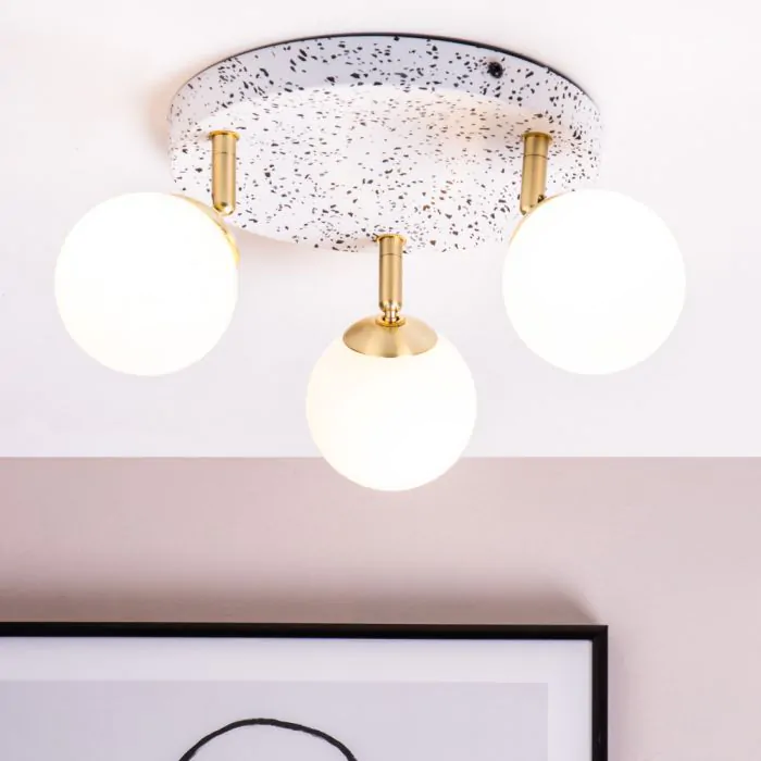 Lott Terrazzo Opal Ball 3 Light Spotlight Satin Brass BHS
