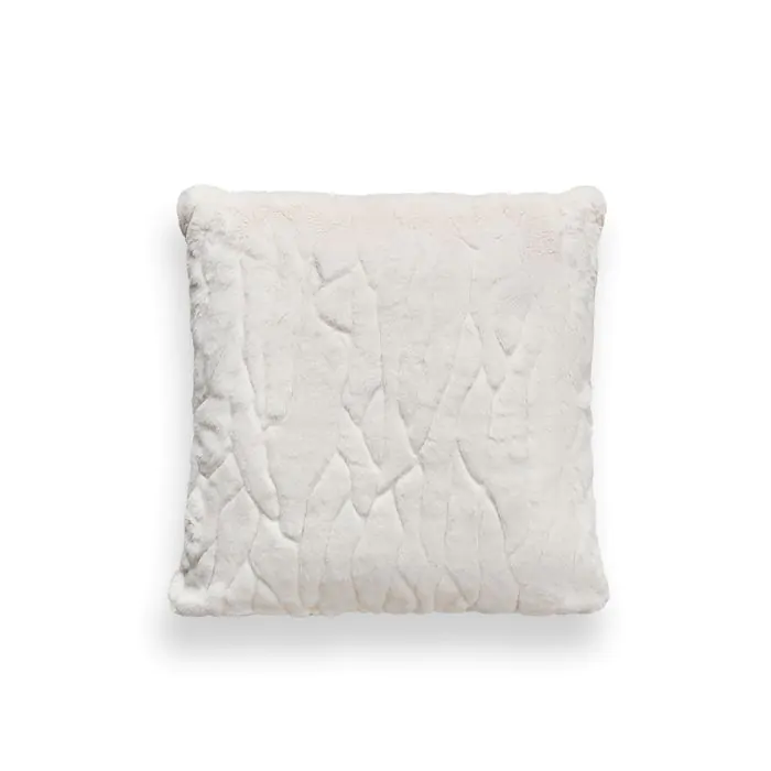 Luxury Embossed Rabbit Faux Fur Cushion Cream BHS