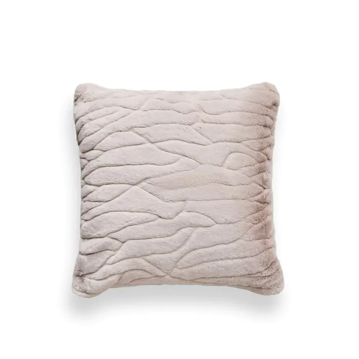 Luxury Embossed Rabbit Faux Fur Cushion Tan BHS