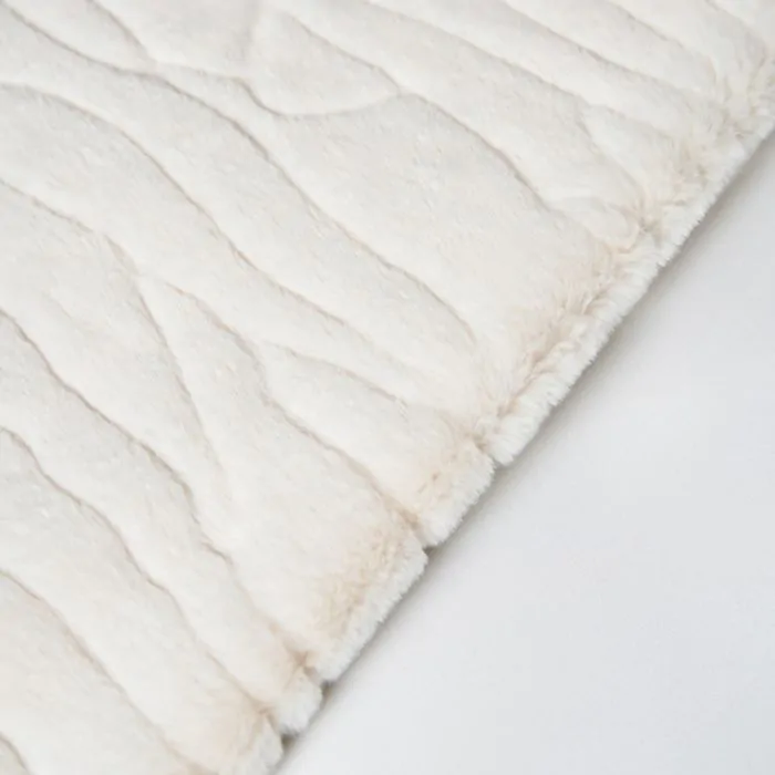 Luxury Embossed Rabbit Faux Fur Throw Cream BHS