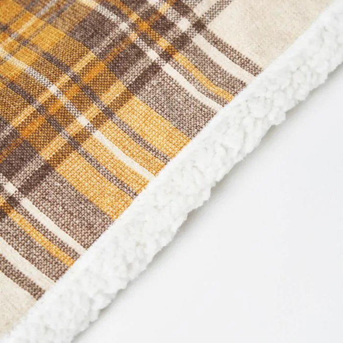 Luxury Warm Check Throw with Sherpa Ochre BHS