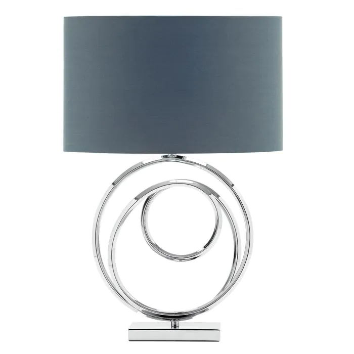 Saturn Swirl Base Table Lamp with Grey Shade Chrome BHS