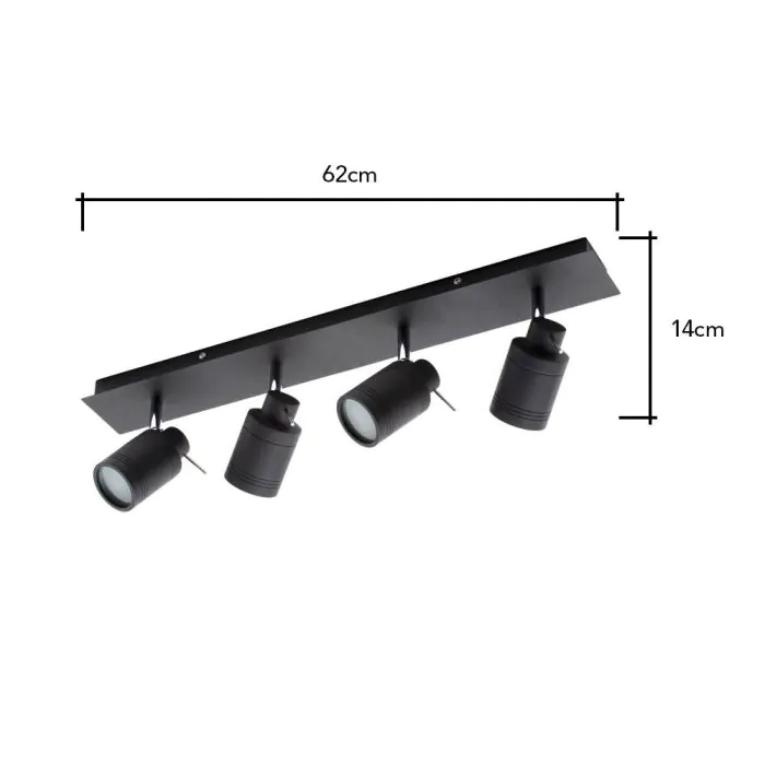 Hector Bathroom Ceiling Spotlight Bar Matte Black BHS