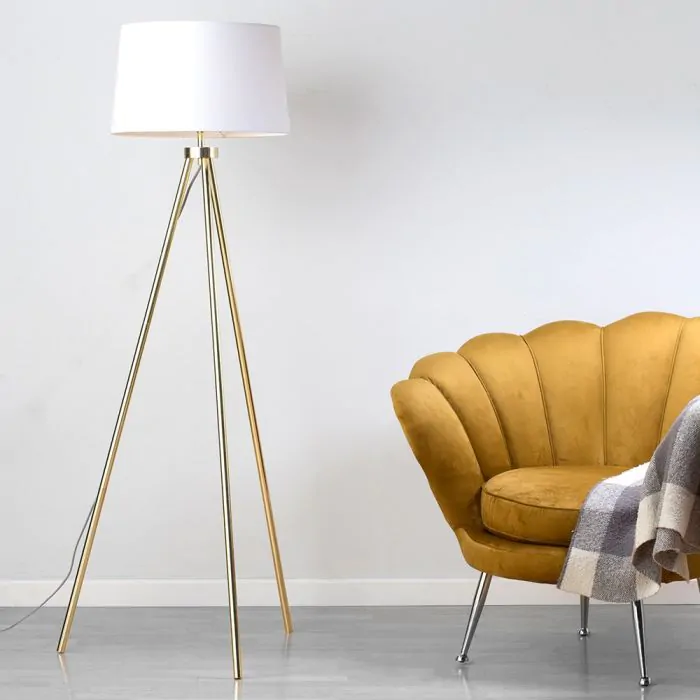 Tristan Tripod Floor Lamp Brass BHS