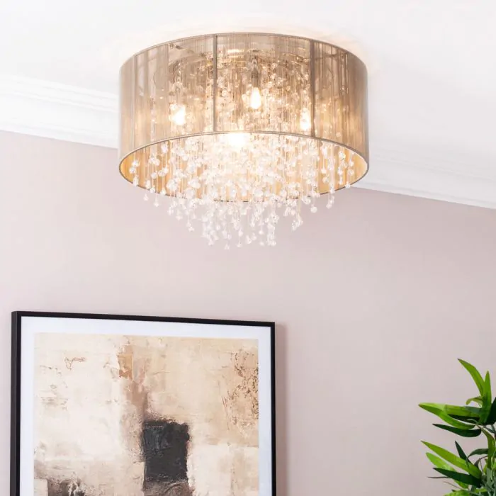 Viola Flush Ceiling Light Champagne BHS
