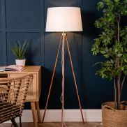 Tristan Tripod Floor Lamp Copper BHS