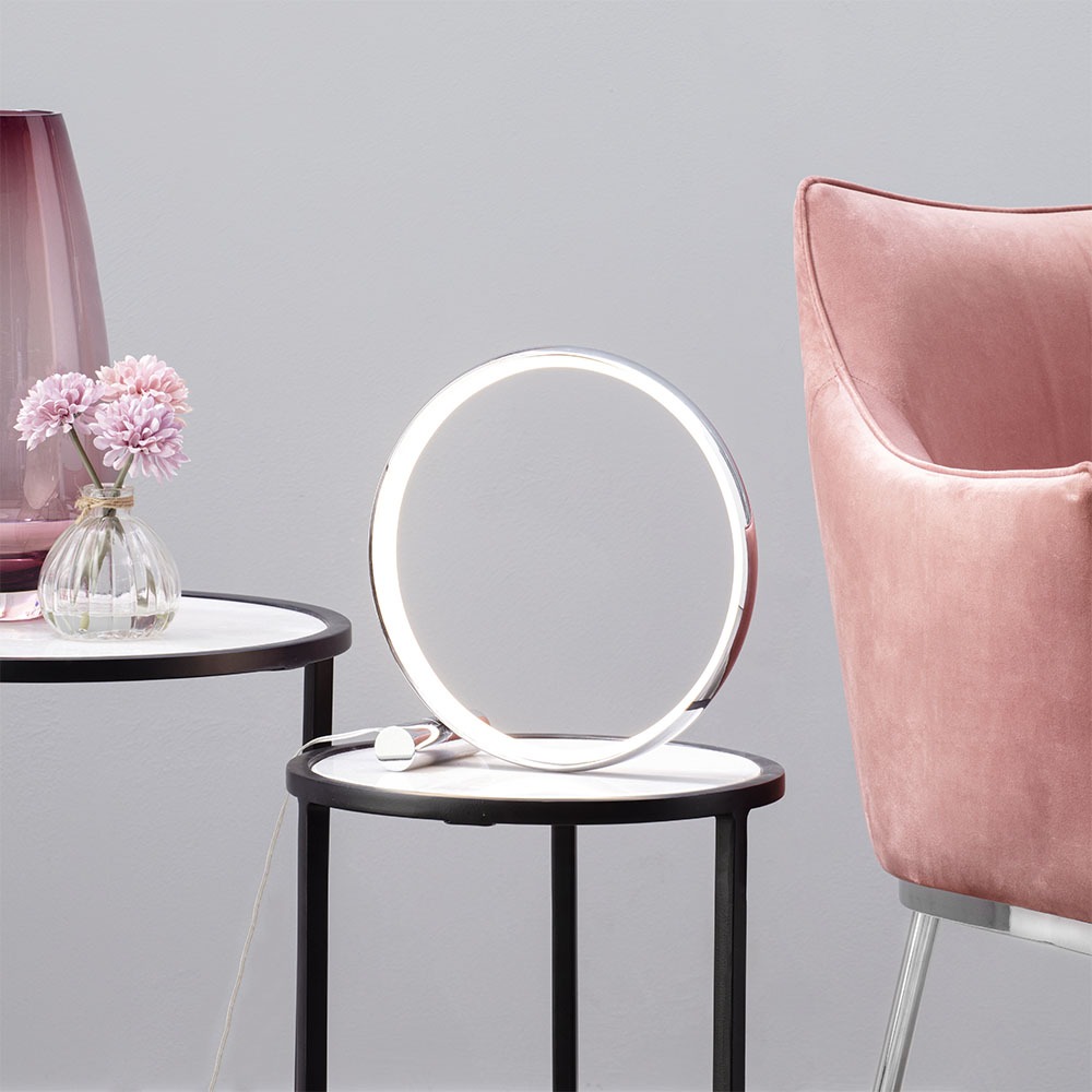 chrome sola led ring table lamp